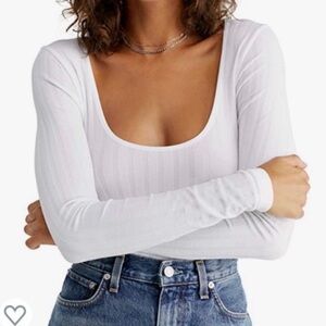Free People Intimately White Scoop Neck Top Sz.M/L